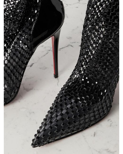 Christian Louboutin Black Kate Max Booty Mesh Ankle Boots 100