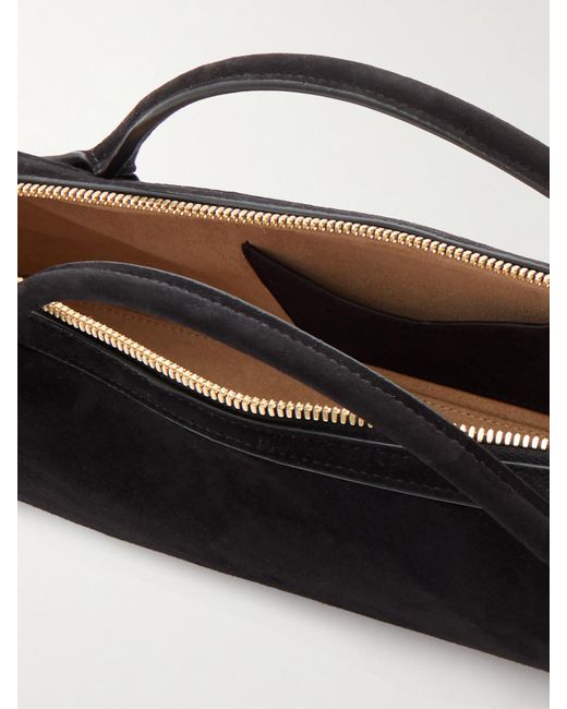 Alaïa Black Le Teckel Leather-Trimmed Suede Clutch