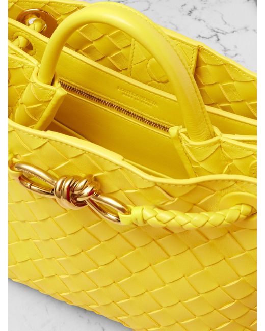 Bottega Veneta Yellow Andiamo Small Intrecciato Leather Tote