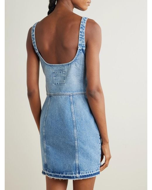 Stella McCartney Blue Frayed Paneled Organic Denim Mini Dress
