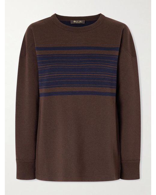 Loro Piana Brown Winterdale Striped Wool And Cashmere-Blend Sweater