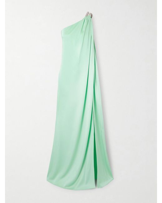 Stella McCartney Green Embellished Draped Satin Gown