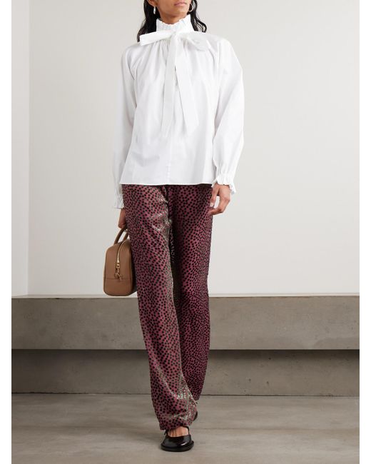 Blouse En Popeline De Coton À Volants Et À Liens Icon Cerere LaDoubleJ en coloris White