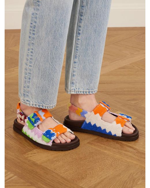 Missoni Green Mia Striped Terry Sandals
