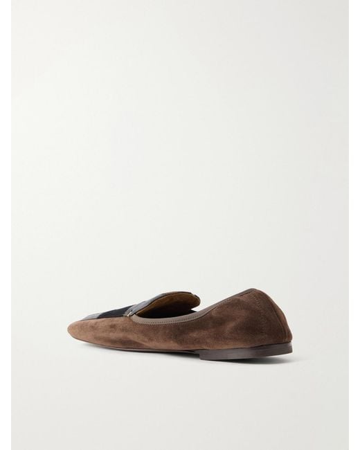 Khaite White Zoe Patchwork Leather And Suede Ballet Flats