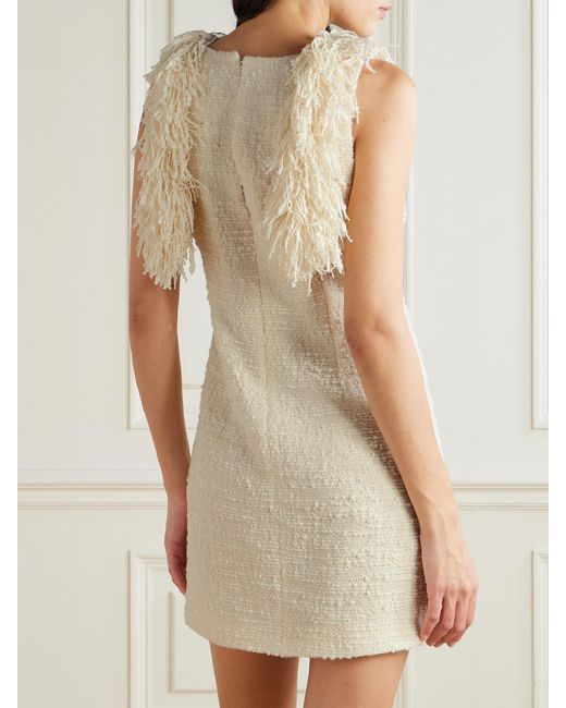LIBEROWE Natural Soho Fringed Wool-Blend Bouclé-Tweed Mini Dress