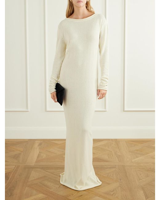 Kallmeyer White Rhea Cotton-Blend Knitted Maxi Dress