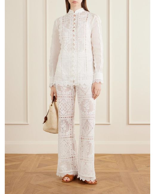 Zimmermann Natural Aster Embroidered Blouse