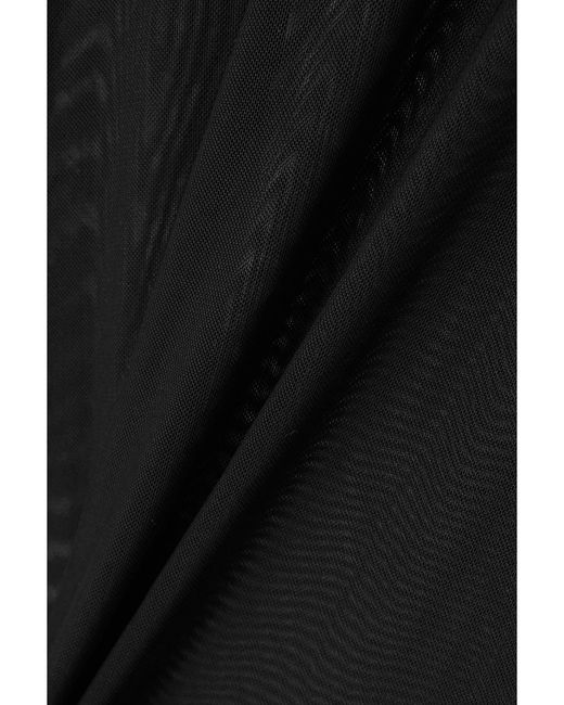 GOOD AMERICAN Black Stretch Recycled-Mesh Midi Dress