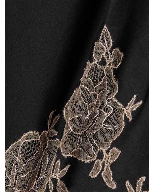 Carine Gilson Black Lace-Trimmed Silk-Satin Camisole