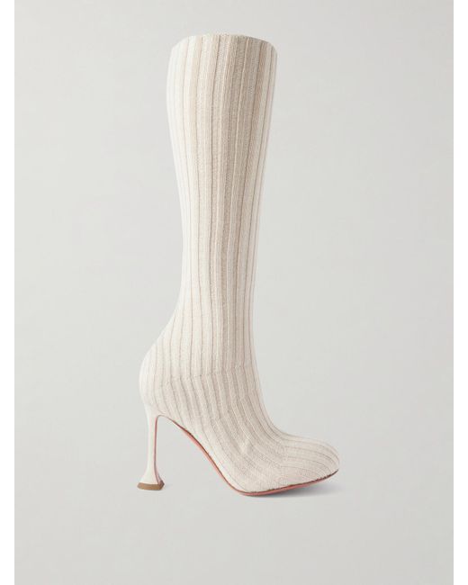 AMINA MUADDI White Veneda Sock Boots Aus Geripptem Stretch-Strick