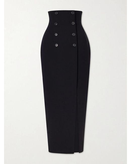 Khaite Blue Luiza Crepe Midi Skirt
