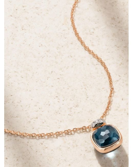 Pomellato Natural Nudo 18-Karat Rose And, Topaz And Diamond Necklace