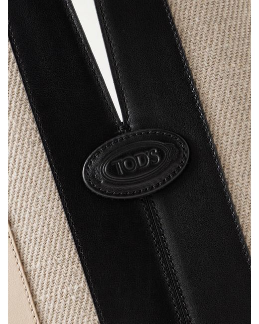 Tod's Natural Di Bag Folio Mittelgroße Tote Aus Canvas Mit Lederpartien