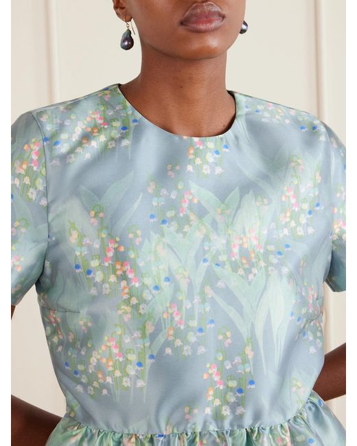 BERNADETTE Blue Lily Of The Valley Crepe Mini Dress