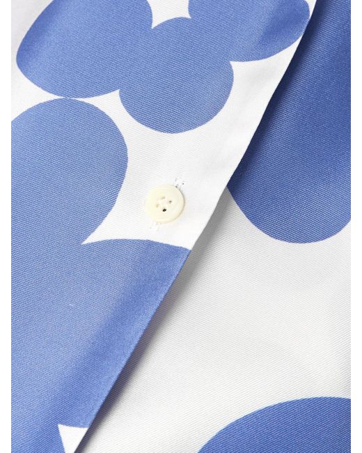 Marni Blue Floral-Print Silk-Twill Shirt