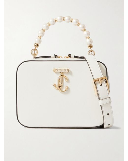 Jimmy Choo Natural Avenue Vanity Schultertasche Aus Leder Mit Verzierungen