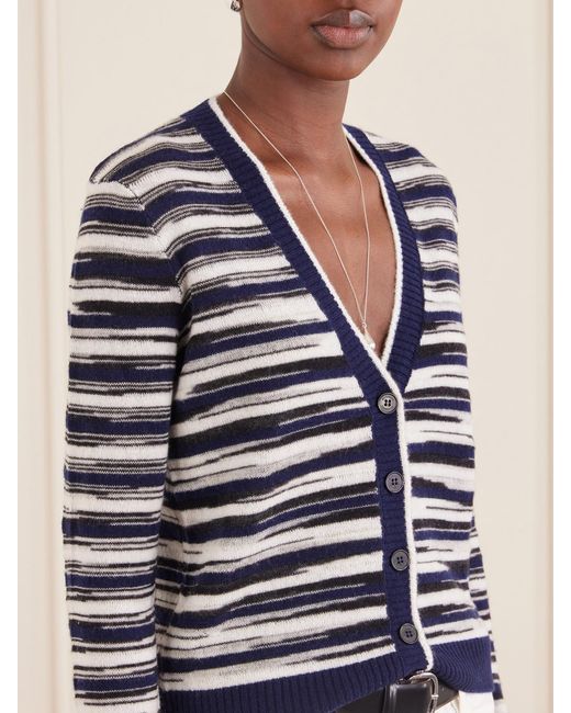 Missoni Blue Striped Cashmere And Wool-Blend Cardigan