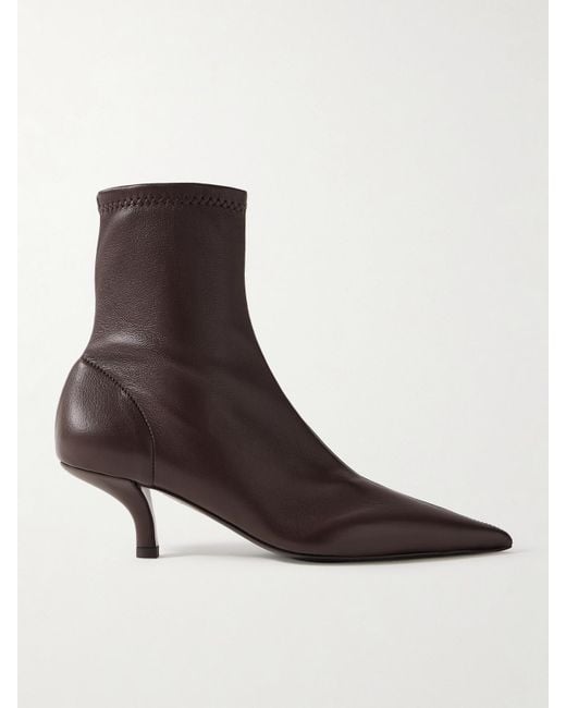 Totême Brown The Heeled Sock Leather Ankle Boots
