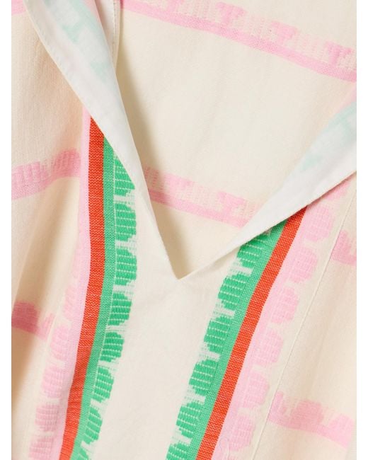 Lemlem Natural Elina Fringed Striped Cotton Kaftan