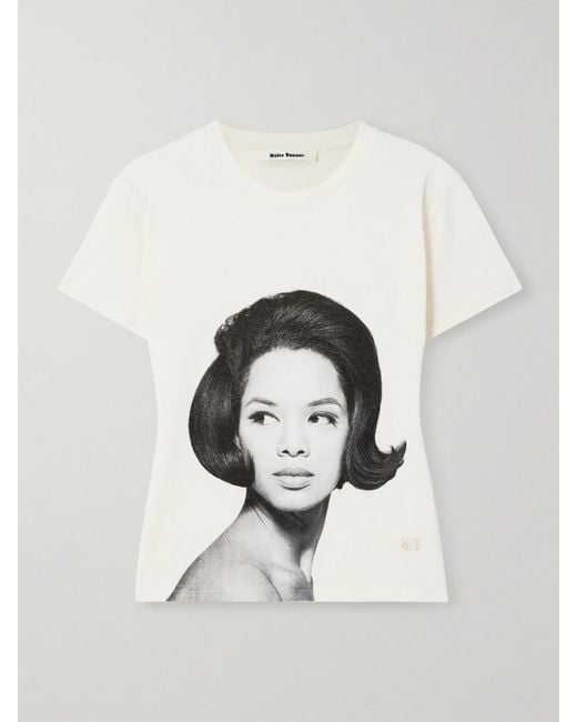 Wales Bonner White Selah Cropped Printed Organic Cotton T-Shirt