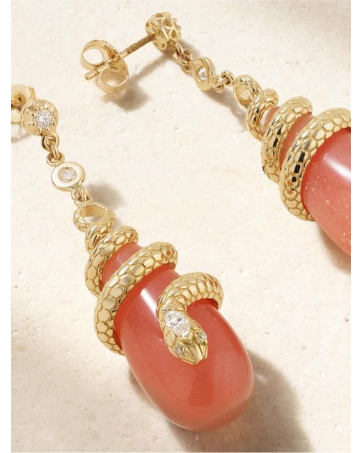 Jacquie Aiche Natural 14-Karat, Moonstone And Diamond Earrings