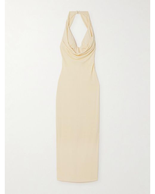 Magda Butrym White Stretch-Jersey Halterneck Midi Dress