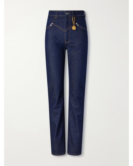 Stella McCartney Blue High-Waist Straight-Leg Jeans