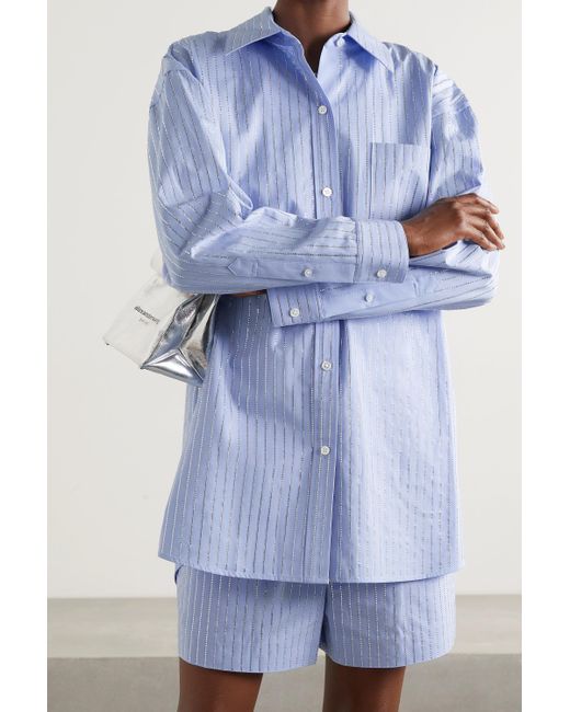 Alexander Wang Athena Oversized Crystal-embellished Cotton-poplin