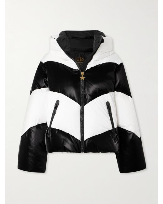 Goldbergh Black Courage Hooded Striped Padded Ski Jacket
