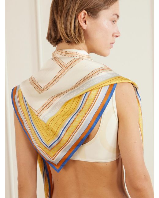 Totême Metallic Printed Silk-Twill Scarf