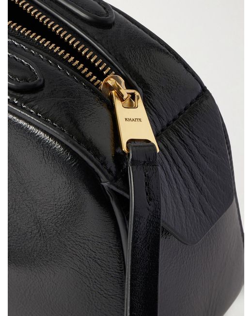 Khaite Black Simona Glossed-Leather Shoulder Bag