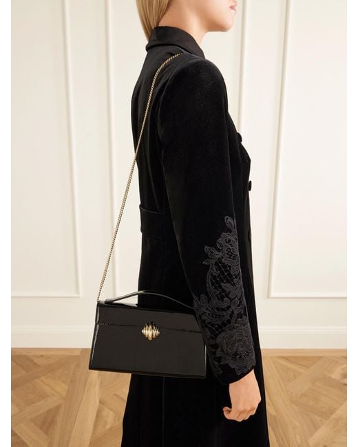 Aquazzura Black Alex Patent-Leather Clutch