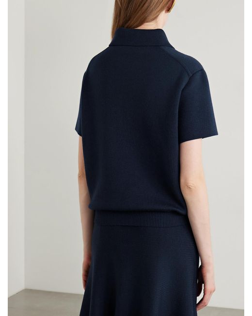 Khaite Blue Gulliame Oberteil Aus Einer Wollmischung Mit Polokragen
