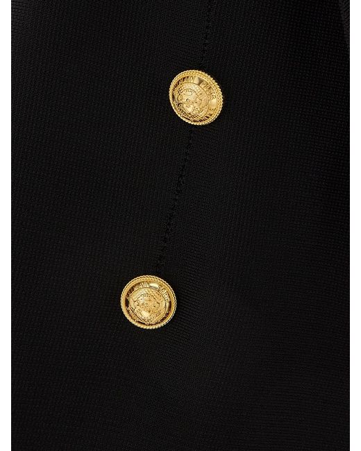 Balmain Black Button-Embellished Knitted Halterneck Maxi Dress