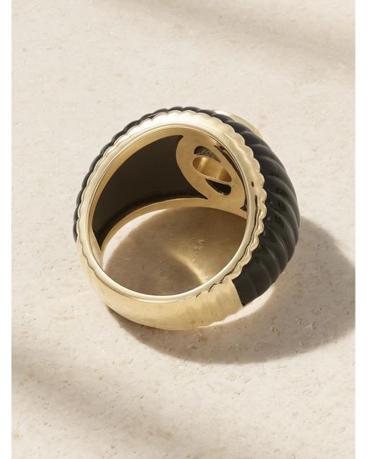 Yvonne Léon Natural Bague 9-Karat, Onyx And Topaz Ring