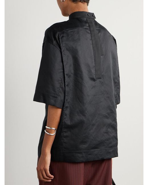 Jil Sander Blue Oversized Organza-Trimmed Cotton-Poplin Top