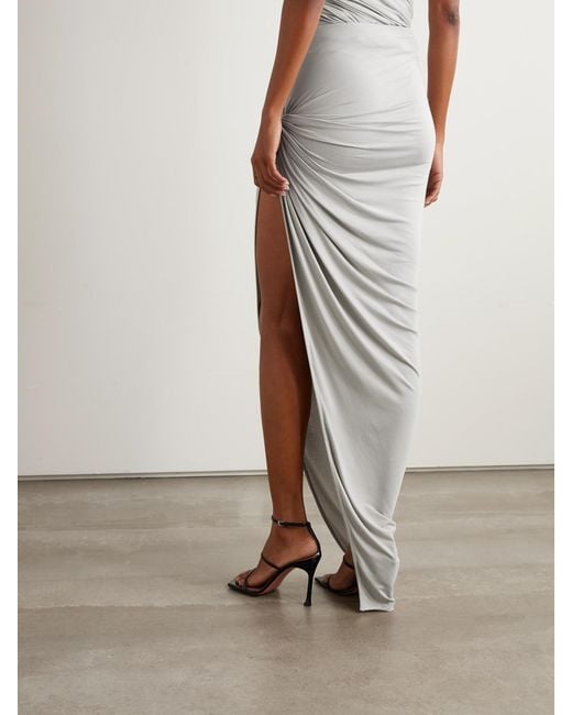 Rick Owens White Edfu Gathered Jersey Maxi Skirt