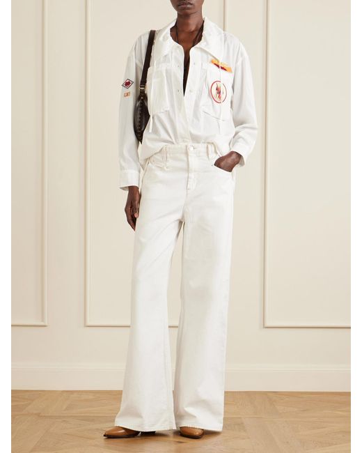 Isabel Marant White Chely Appliquéd Tencel Lyocell Shirt