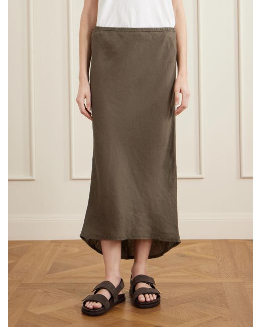 James Perse Gray Linen Midi Skirt