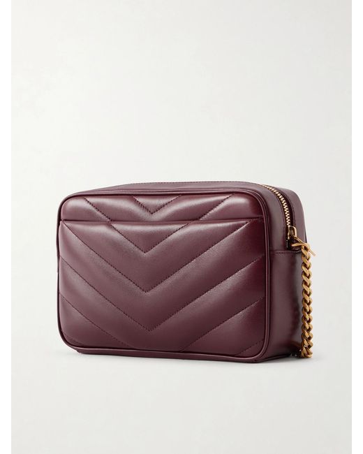 Saint Laurent Purple Loulou Quilted Textured-Leather Shoulder Bag