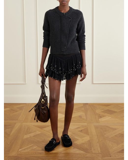 Isabel Marant Black Malvin Leather-Trimmed Suede Mules