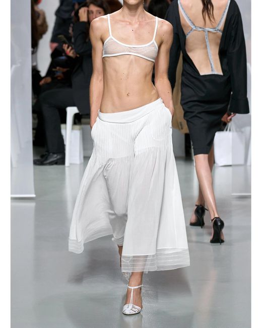 Pantalon Large En Mousseline De Coton À Plis Nervures Vanished Christopher Esber en coloris White