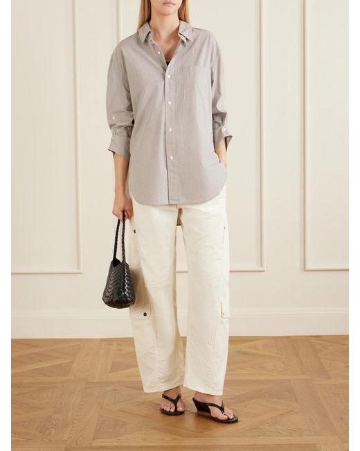 Citizens of Humanity White Flight Pleated Organic Cotton-Blend Twill Barrel-Leg Pants