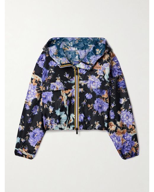 Ulla Johnson Blue K-Way Cropeley Cropped Hooded Ripstop Jacket