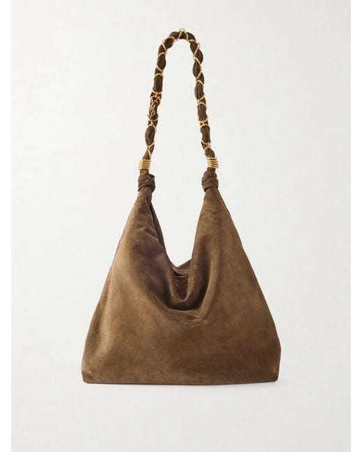 Saint Laurent Natural Amalia Medium Suede Tote