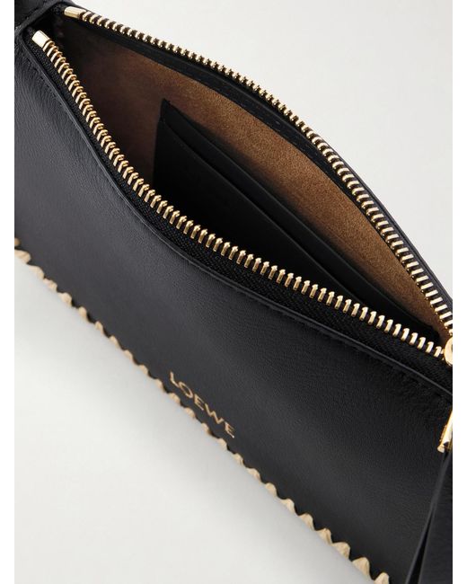 Loewe Black Paula's Ibiza Rio Raffia-Trimmed Leather Shoulder Bag