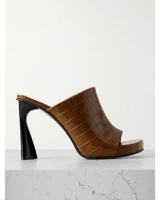 Stella McCartney Brown Elsa Glossed Croc-Effect Mules