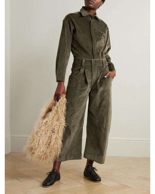 Rivet Utility Green New Yorker Verkürzter Jumpsuit Aus Cord Aus Einer Baumwollmischung