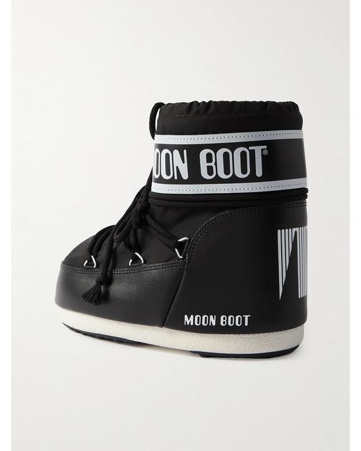 Moon Boot Black Icon Low Shell And Faux Leather Snow Boots